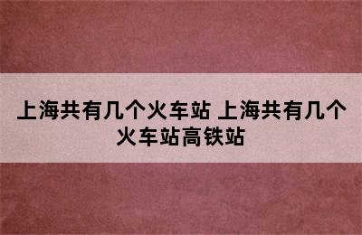 上海共有几个火车站 上海共有几个火车站高铁站